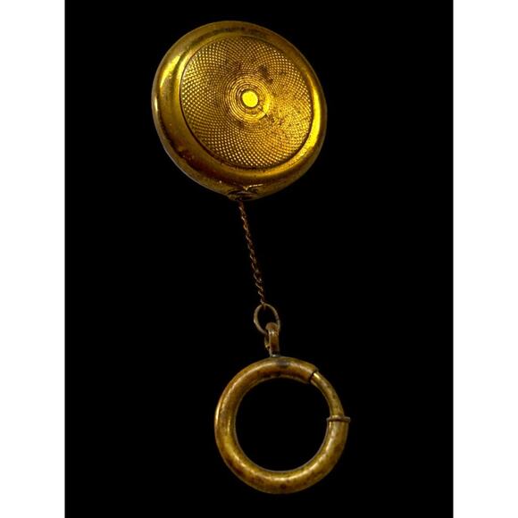 Vintage Estate Jewelry Goldtone Brass Retractable Chain Watch Fob Clip - Picture 1 of 7